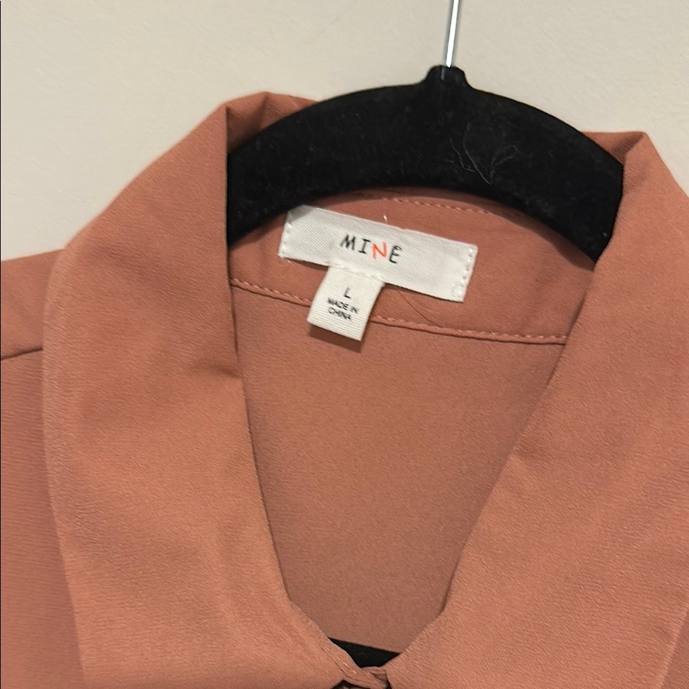 Mine size L  woman Orange Flutter Sleeve Blouse with Ruffled Tie Front - Picture 2 of 7